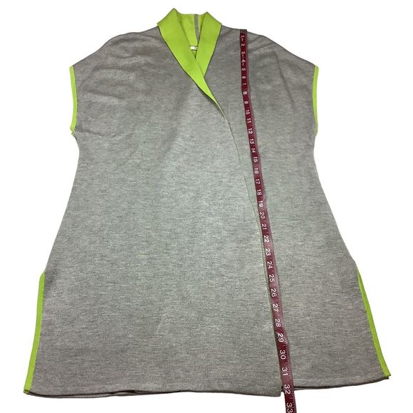 OST Knit Gray Green Open Front Long Oversize Sweater Vest Women's Size S Small - Picture 9 of 16